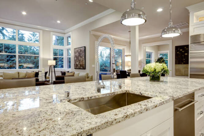 granite kitchen countertop stock image
